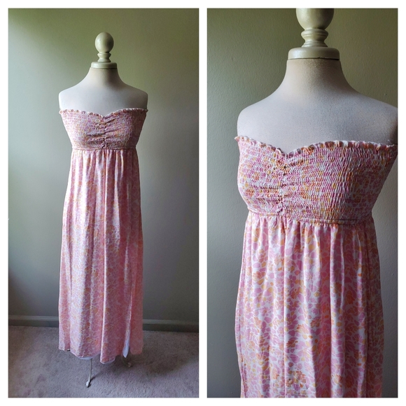 Plum Pretty Sugar Smocked Sleeveless Pink Maxi Dress - Picture 2 of 8
